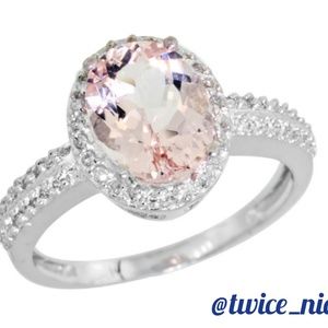 Host Pick: Morganite & Diamond Halo Ring 14k Gold